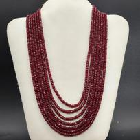 Natural Mozambique Ruby Faceted Beads 7 Lines Necklace Set