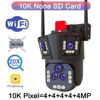 10K UHD-20X optinio priartinimo lauko Wi-Fi stebėjimo kamera išmaniųjų namų vandeniui atspari AI automatinio sekimo PTZ penkių objektyvų trijų ekranų IP CCTV 20MP NO SD Card