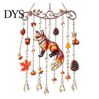 Nature Inspired Suncatchers Fall Animal Wind Chime Suncatcher, Stained Acrylic Fox Rabbit Hanging Suncatcher Party Photography Props with Prism Drops, 20cm D