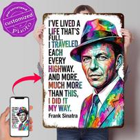 Frank Sinatra My Way Pop Art D Texture Metal Poster Customized Wall Art Tin Sign Gift for Mancave Bedroom Decoration Gaming 20x30cm（7.8x11.8inch）