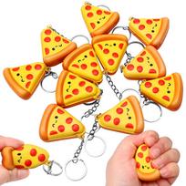 24Pcs Pizza Keychains Bulk Stress Relief Pizza Keyring Pizza Birthday Party Supplies Pizza Theme Food Keychain Gifts For Women M 0