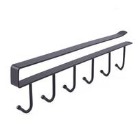 Kitchen Iron Seamless Nail Free Hook Multi-row Cabinet Storage Rack 6 Row Hook Wardrobe 6 Hook Arrangement Rack juoda