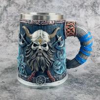 Viduramžių vikingų piratų alaus bokalas Kaukolės bokalas Kūrybingas didelės talpos puodelis Reljefinis nerūdijančio plieno kavos puodelis Viskio puodelis Bar Vakarėlis Helovino dovana