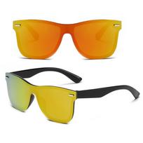 Luxury Square Sunglasses Men Women Fashion One-Piece Sun Glasses Unisex Vintage Mirror Blue Driving Eyewear Uv400 orange