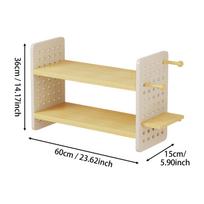 Desktop Organizer Shelf with Open Top Compartments Multi Layer Desktop Display Hole Board Bookcase for Home Office Dormitory