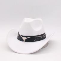 Ji Wozi Men'S And Women'S Ethnic Style Jazz Hat Big Eaves Top Hat Variety Top Cowboy Hat One size (denim)