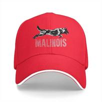 aWashed Men's Baseball Cap Malinois Belgian Shepherd Trucker Snapback Caps Dad Hat K-9 Unit Police Dog Golf Hats One Size red