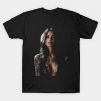 Men Black Print T-shirt Megan Fox S10 No-Cut Heat Transfer Print Cotton Tshirt L juoda