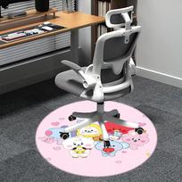 BT21 Kpop Kėdės kilimėlis Apvalus kilimas - Biuro kilimas, Skalbiamas mašinoje, Neslystantis, Tinka svetainėms, Miegamiesiems 80cm