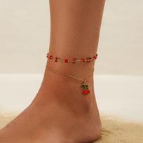 Sweet And Cool Wind Dripping Oil Cherry Fruit Bracelet Set, Simple Imitation Pearl Beaded Chain Jewelry