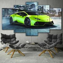 5 plokščių drobės sienos meno kūriniai Žalias Porsche lenktyninio automobilio plakatas Tapyba Namų dekoras Svetainės paveikslo spaudinys Miegamojo sienos tapyba 30x40 30x60 30x80cm black