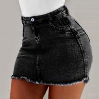 Women Fashion Summer Short Jeans Denim Female Pockets Wash Denim  Skirts S juoda
