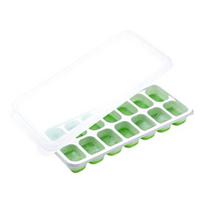 Ice Cube Tray with Well-Sealed Lid 14-Cavity Stackable Silicone Ice Mold Easy Release Non-Stick Dishwasher Safe Ice Cube Maker for Freezer And Drinks žalia