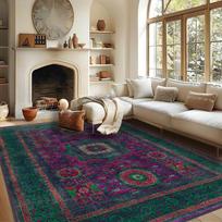Green Vintage Style Chenille Rug Bohemian Kilim Design Home Decoration Carpet 40x60cm