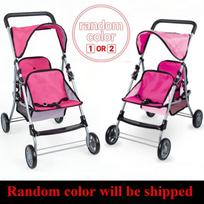 Twin Doll Stroller Double Front To Back Stroller For Dolls Foldable Toy Pram With Canopy  Storage Basket Pretend Play For Kids