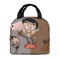 Mr. Bean Cartoon Insulated Lunch Bag for Women Children Leakproof Food Boxes Thermal Lunch Box Tote One Size black