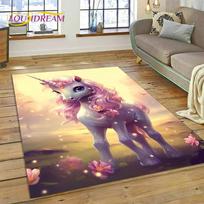 3D Cute Dream Unicorn Cartoon Girl Carpet Rug for Bedroom Living Room Home Sofa Decoration,Children Game Large Decor Floor Mat 40x60cm( 15x23in )