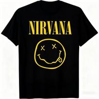 Nirvana Rock Band T-shirt Men and Women Summer Gothic Clothing Round Neck Short Sleeved Top Streetwear S yellow