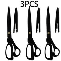3Pcs 10inch German Craft High-End Tailoring Scissors, Stainless Steel Sewing Scissors | Professional Fabric Scissors, Tailor'S Scissors, Full Black 3PCS (Black Blade)