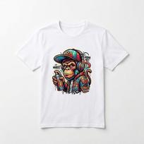 Urban Art Monkey Graffiti T-Shirt - Streetwear Hip Hop Street Soul Graphic Tee S įvairiaspalvis