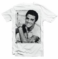 Elvis Presley tatuiruotė Roko ir Roll karalius baltas spausdintas marškinėlis 9415 S įvairiaspalvis