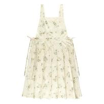 Floral Pattern Cotton Apron Pure Cotton Pinafore Dress Comfortable Kitchen Apron  Cafe Style B