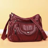 soft texture elegant ladies cross-body bag with fashionable shoulder strap, large capacity and multiple pockets, middle-aged raudona