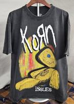 Men's Korn Issues Black Graphic Short Sleeve Album Art Heavyweight Unisex T-Shirt XXXL