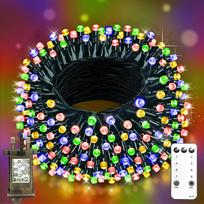 Longgoearn 60M 500 LED Lauko girlianda, Kalėdų eglutės girlianda su kištuku, 8 režimai, Nuotolinio valdymo pultas, Maitinama iš tinklo, Vandeniui atspari girlianda sodui,