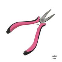 European Nickel-Iron Alloy 3-Hole Black-Pink Hair Extension Pliers and Black-Red Jewelry Pointed Nose Pliers.