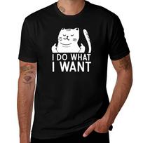 I do what I want cat giving a finger funny middle finger rude graphic T-Shirt Work Daily Short XL
