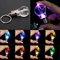 Mini Color Changing LED Flashlight Light Bulb Lamp Key Ring Keychain Xmas Gift AVE