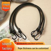 8 mm storio elastinis karabinas-guma su palapinės kabliuku ir kempingo drabužių virvele su moliūgo formos kabliuku 8MM Diameter, 30cm Length, Black