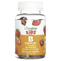 Lifeable, Kids B Complex + Vitamin C gummies, natural strawberry flavor, 60 gummies