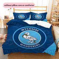 Wycombe Wanderers Raštas Patalynės Antklodžių Rinkinys Namų Dekoras Dovana (1 * antklodės užvalkalas + 2 * pagalvės užvalkalai be šerdies) 135x200cm white