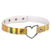 Harajuku holographic choker necklace heart Collar designed for women gothic choker fashion holo chocker female rave festivals Jewelry