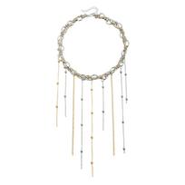 Multi-layer winding fringed pig nose necklace ins personalized gold and silver double color necklace