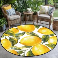 Lemon Design Round Area Rug, Soft Floor Mat for Living Room Bedroom and Dining Room, Valentine and Easter Spring Decor Diameter 60cm