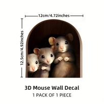 3D Mouse In Hole Wall Stickers Waterproof Moisture-proof Self-Adhesive Wall Decals for Bedroom Living Room Porch Home Decoration (as the picture,12.5x12CM)