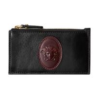 Versace Roomy Medusa Relief Leather Patch Calfskin Card Holder Women Accessories Black Brown 1024191-1A18566-2B0AJ Basic Set (Bag+Dust Bag)