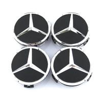 Zwart/zilver Mercedes Benz Wheel Center Caps Hub Badges 60mm 4 Pcs Voor W202 W203 W204 W208 W210