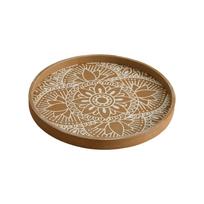 Round Wooden Serving Tray Large Capacity Space Saving Circular Serving Platter Decorative Fruit Storage Tray Home Decor ruda