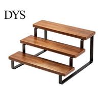 Iron Bottle Display Stand Liquor Shelf, Coffee Syrup Rack Organizer, 3 Step Countertop Wine Decorative for Bar Mini Cabinet, Home Retro Shelf Whiskey S 1
