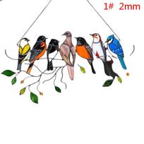 Colored Window Bird Pendant Wind Chime Acrylic Tropical Bird Hanging Decorations as the picture