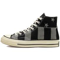 Converse Chuck 1970-ųjų Amerikos vėliavos Vintažiniai Universalūs Aukšto Viršaus Drobės Unisex Juodi ir Pilki 35 black