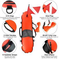 Inflatable Safety Float Scuba Diving Surface Marker Signal Float with Dive Flag 78LBS Maximum Buoyancy Bearing Weight oranžinė