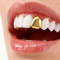Hip-Hop Grillz: Single/Double Tooth Set - Trendy Halloween & Nightclub Accessory for Men & Women. brown