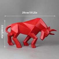 Resin Wall Street Bull Statue Bison Sculpture Decoration Abstract Animal Figurine Room Desk Home Study Decor Ornaments Gift raudona