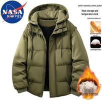 NASA MARVEL Men's Hooded Winter Padded Jacket M armijos žalia spalva