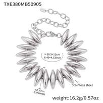 Chunky Choker Necklace Bracelet Set In Stainless Steel 18k Gold Plated Shuttle Beaded Thick Short Necklaces Bracelets For Women